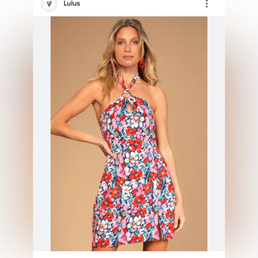 Lulus floral halter mini dress